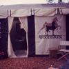 Vertical logo banner, custom valance zipper door and side drapes and matching chairs